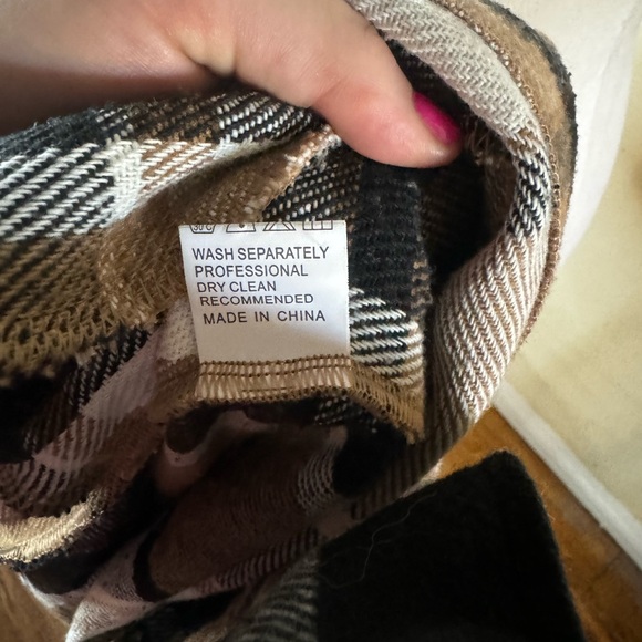 Shacket Duster khaki black plaid field jacket trench coat flannel Barn Chore - Picture 8 of 10